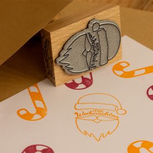 Weihnachtsstempel Weihnachtsmann Frohe Weihnachten mit Beispielabdruck