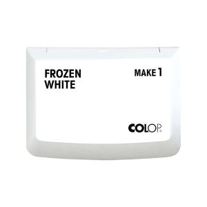 Weißes, geschlossenes Stempelkissen Colop Make 1 frozen white. 