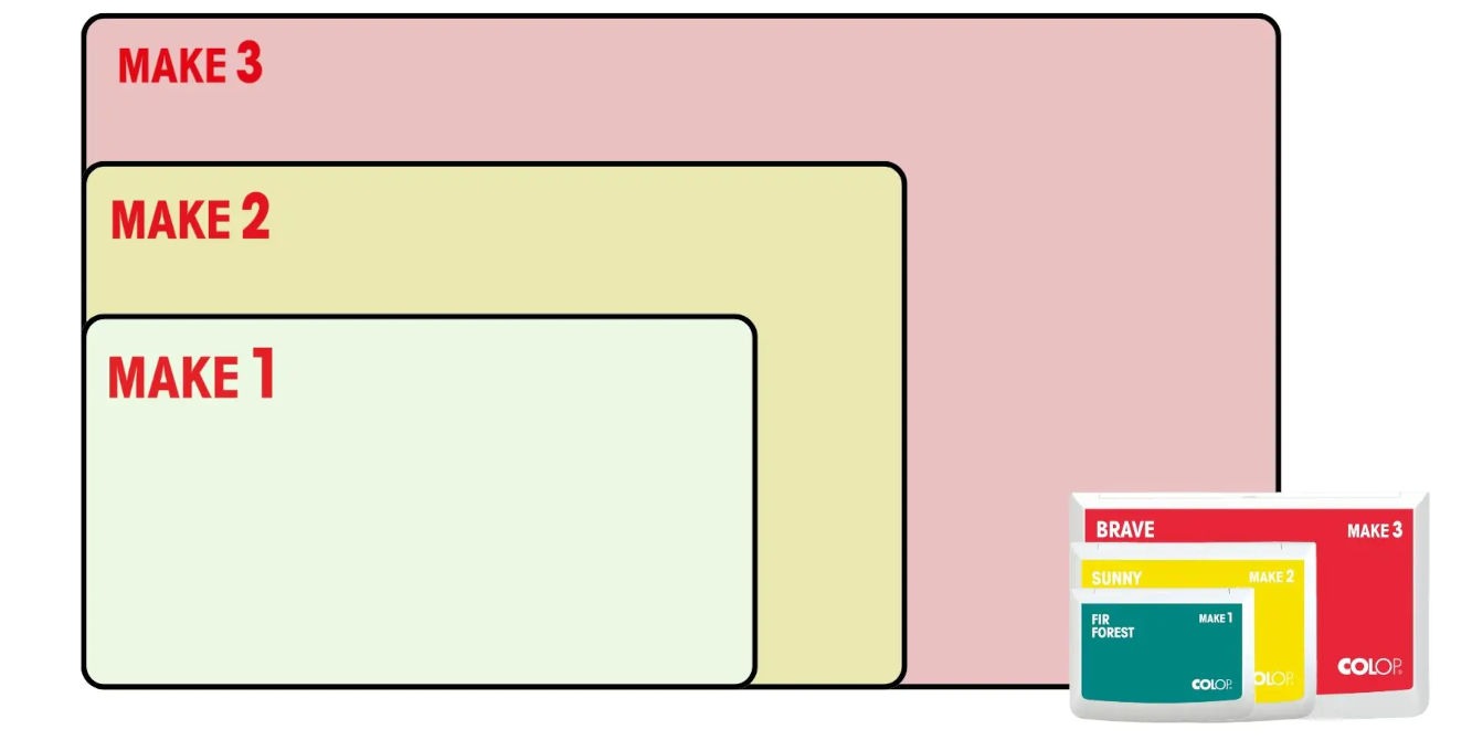 Größenvergleich bunte Stempelkissen Größenvergleich Colop Make Stempelkissen